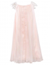 Ivory Lace Cap Sleeves Pink Chiffon Flower Girl Dress